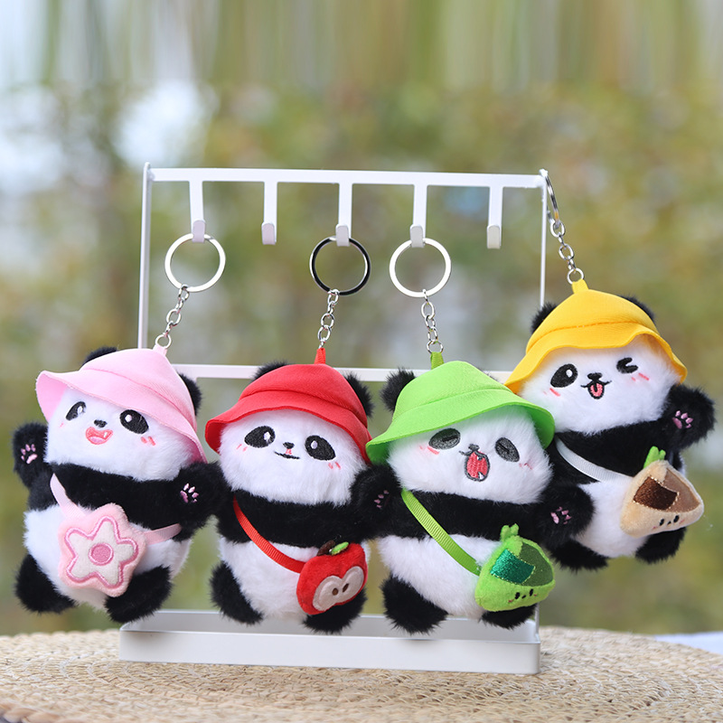国潮可爱卡通大熊猫挂件毛绒公仔背包小玩偶布娃娃钥匙扣熊猫挂饰礼品