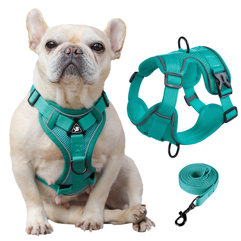 猫咪牵引绳反光透气防挣脱小型犬遛猫牵引绳背心式宠物胸背带