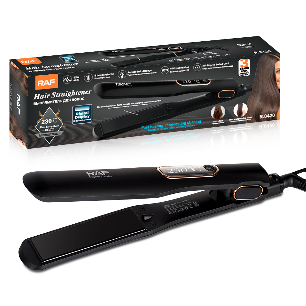 RAF European-standard cross-border temperature-adjustable curling iron, straightener, ceramic plate, suitable for both dry and wet straightening and curling, with an internal buckle of 230° full figure