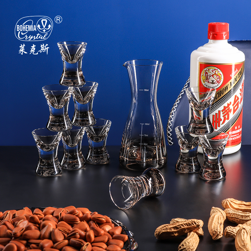 捷克进口高档一口杯酒具酒盅套装二两刻度分酒器中式水晶白酒杯详情2