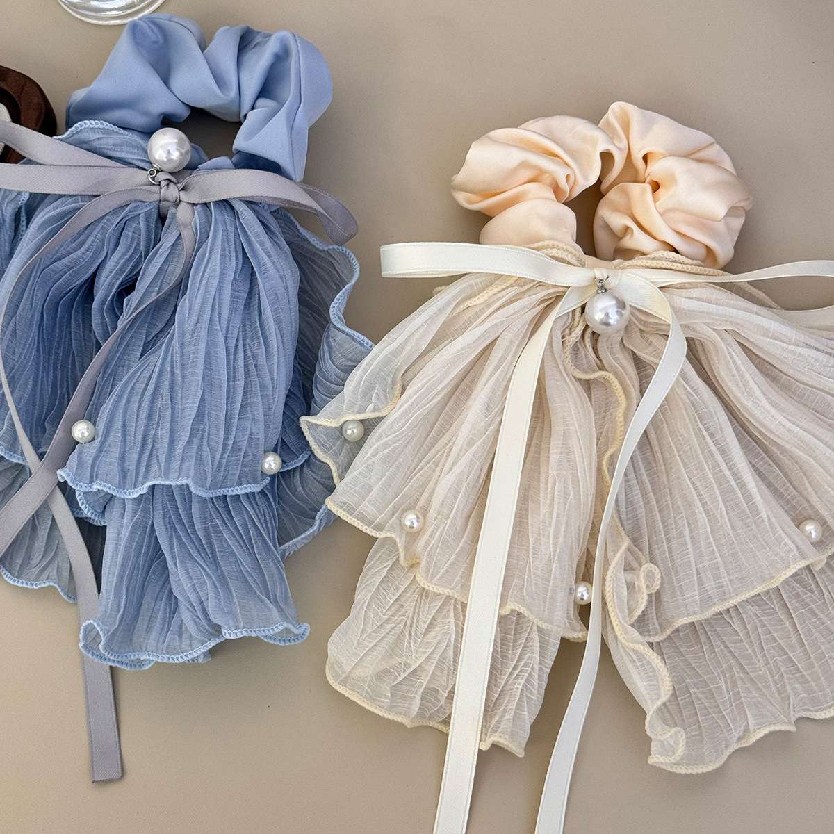 韩版简约飘带发圈方巾发圈百褶发圈大肠发圈头绳发饰头饰女款时尚百搭弹力饰品