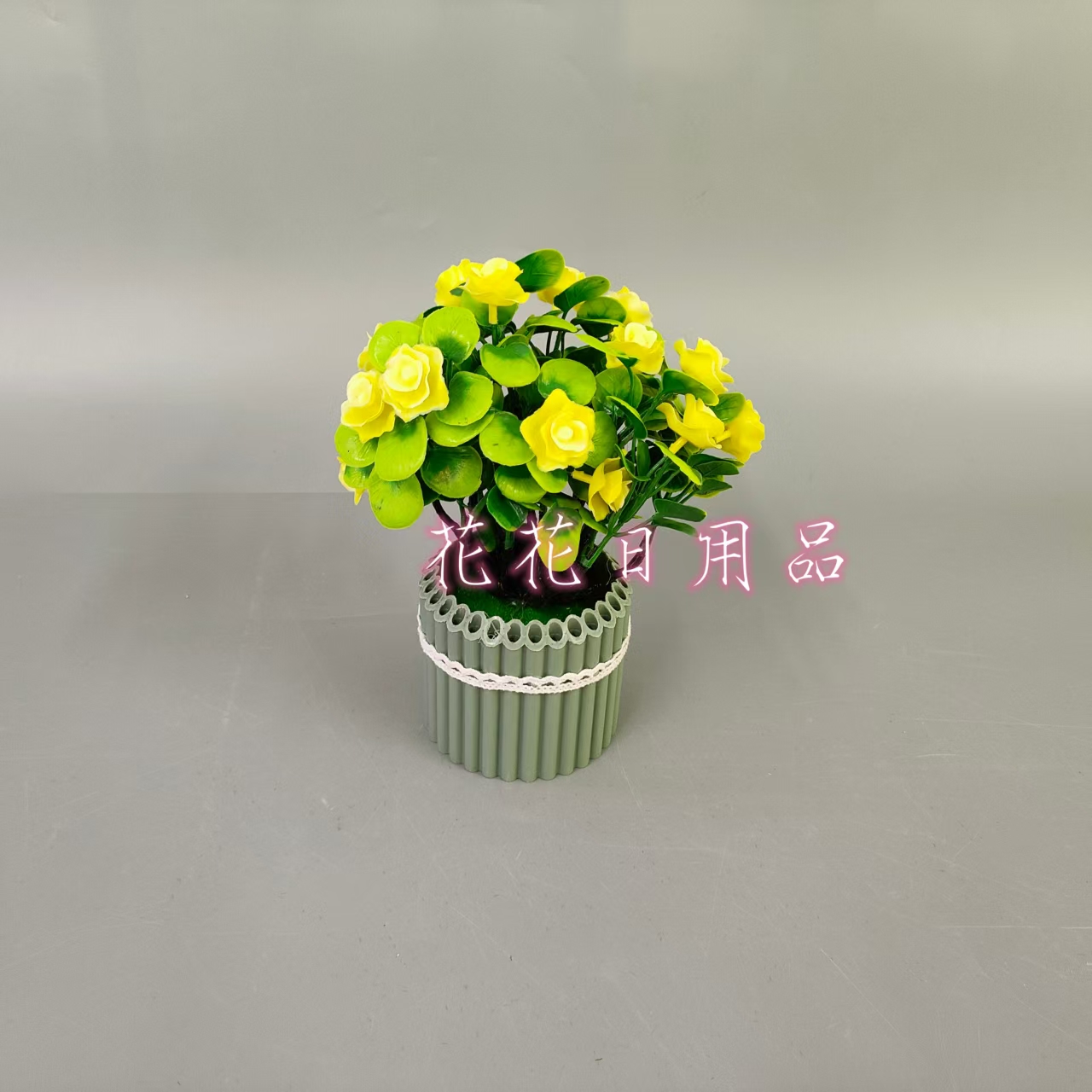 Artificial flower, fake flower bonsai, bamboo-joint pot, hibiscus flower, decorative item details Picture