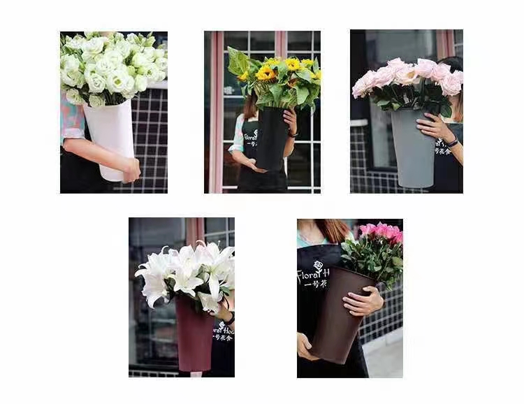 Thickened anti-drop flower bucket, fresh flower bucket, plastic practical flower arrangement bucket, flower shop decoration, flower material packaging, direct supply from the manufacturer detail image 2
