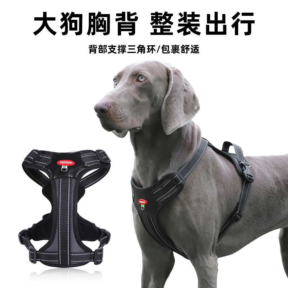 新款宠物胸背带反光通勤狗狗牵引绳防爆冲大狗胸背宠物牵引绳