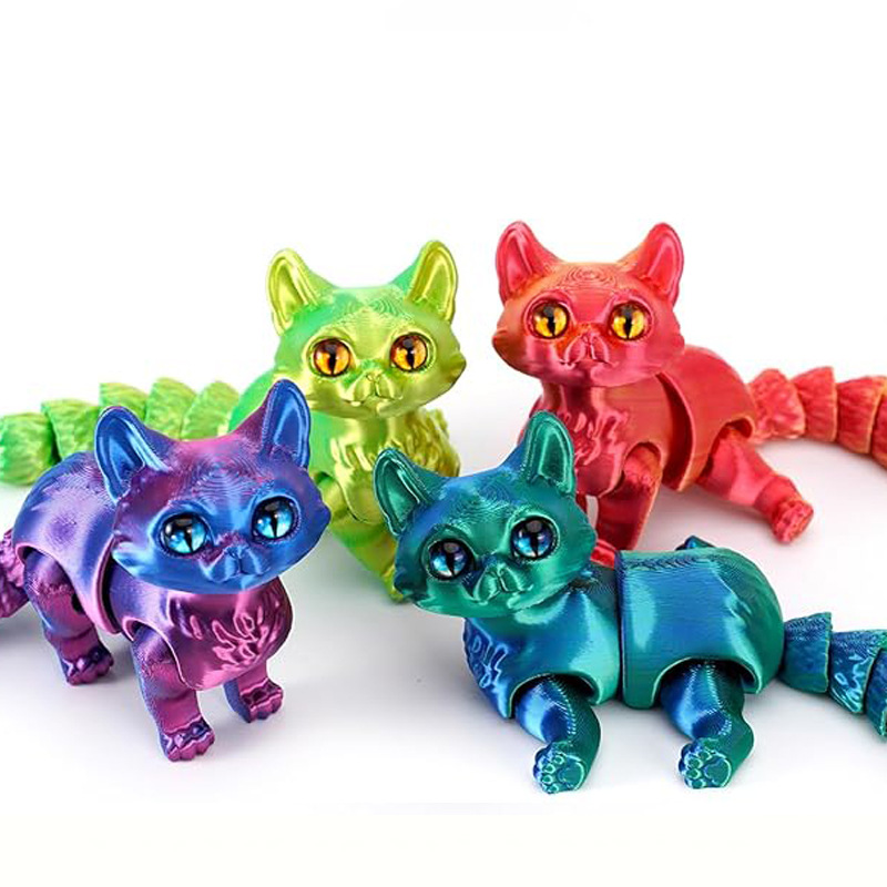 3d打印可爱小猫咪关节尾巴可缩可动玩具模型摆件3D打印玩具