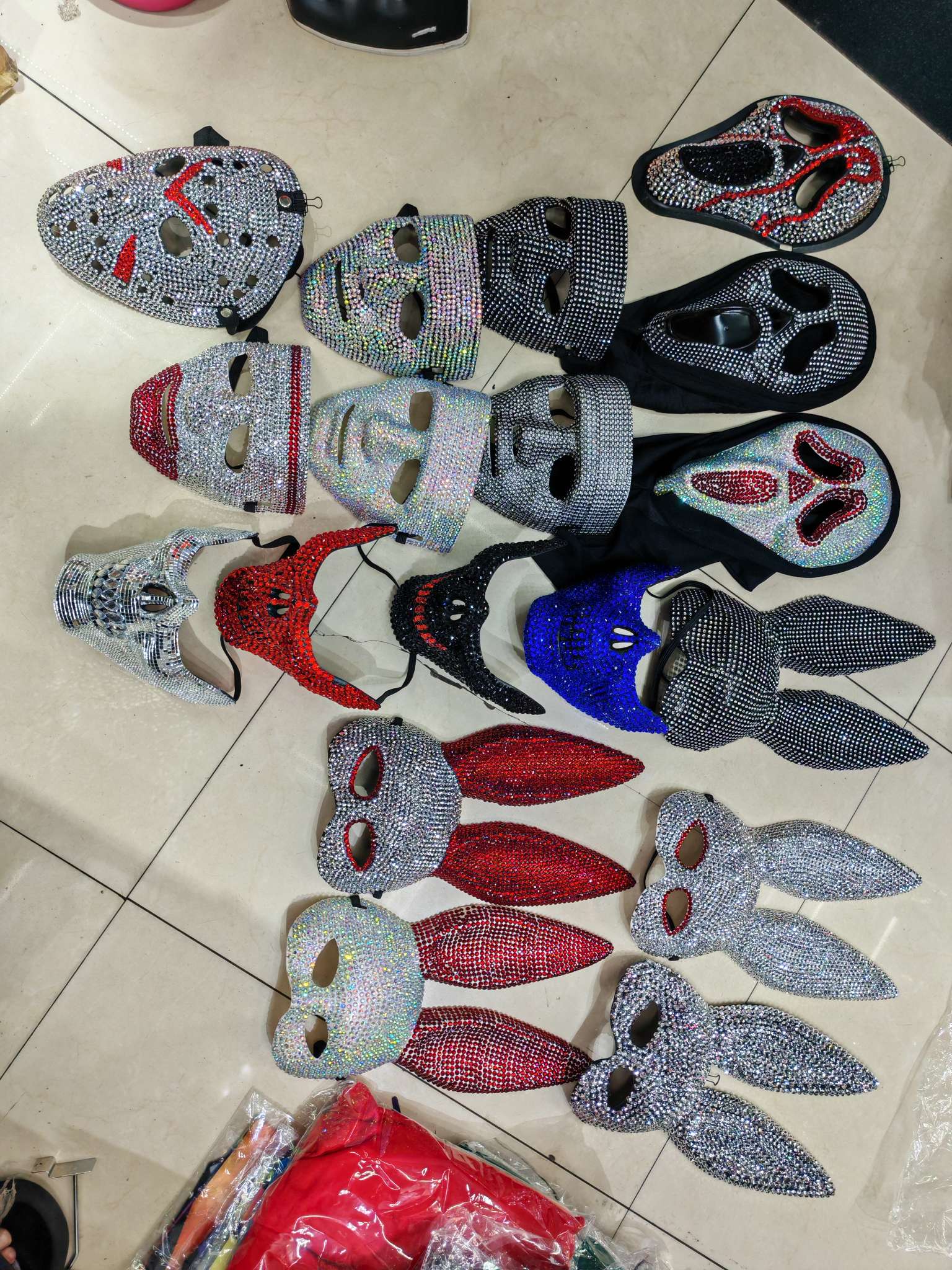 杰森塑料面具亚马逊爆款万圣节化装舞会Jason曲棍球 带钻面具杰森塑料面具亚马逊爆款万圣节化装舞会Jason曲棍球节日派