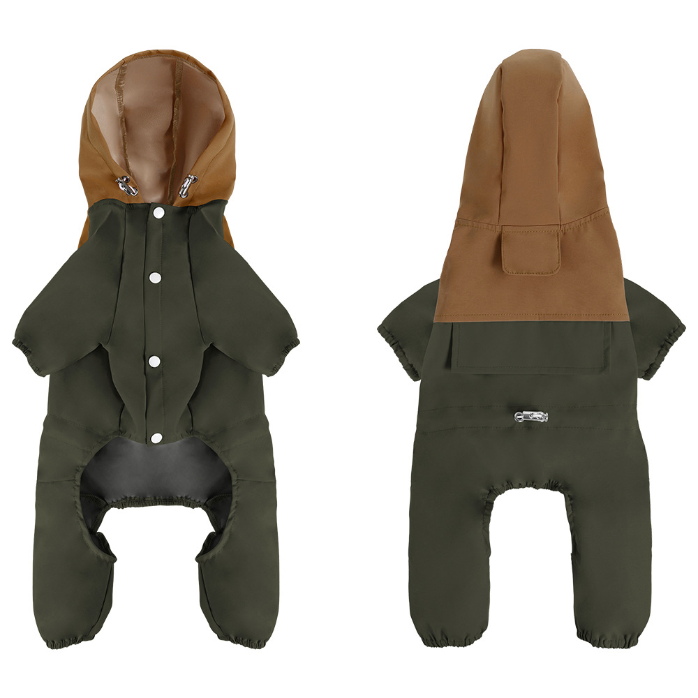 Dog windbreaker, suitable for both weather and rain, small and medium-sized pet towing, four-legged hooded sweatshirt, waterproof and windproof raincoat Item Picture