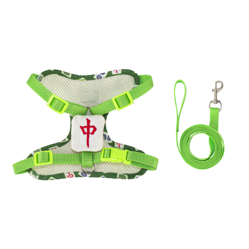 Mahjong dog leash, small dog breathable chest and back that can be pulled, vest style pet chest and back strap Item Picture