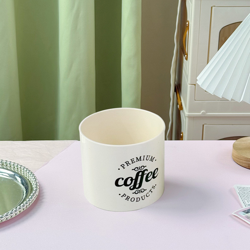 X10-6899-9b PET bamboo lid plastic sealed tea can, moisture-proof European-style can for storing coffee beans, coffee can Specification image