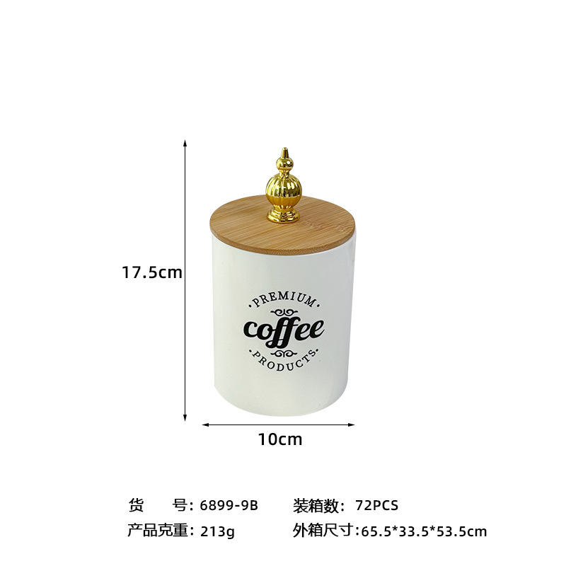 X10-6899-9b PET bamboo lid plastic sealed tea can, moisture-proof European-style can for storing coffee beans, coffee can Item Picture