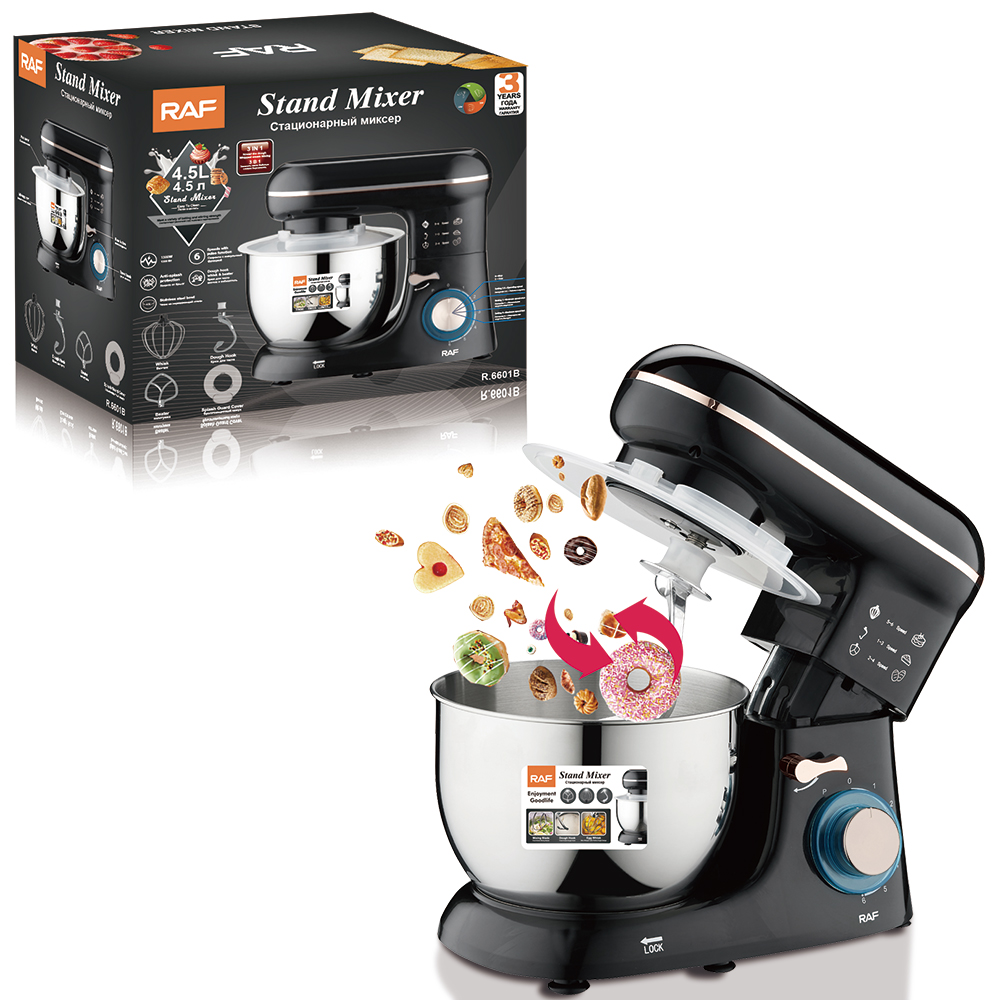RAF European standard cross-border 4.5L fully automatic home chef and dough mixer 3-in-1, beating egg liquid, mincing meat, kneading dough, cream Application Scenario