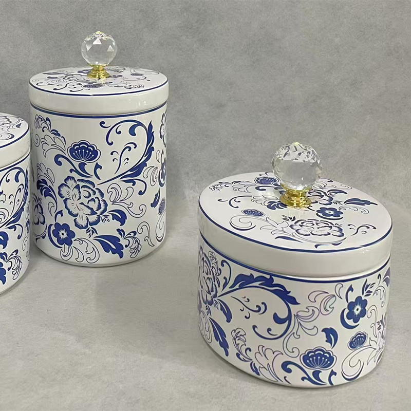 Ceramic sealed jars, food-grade storage jars, kitchen blue and white storage jars, decorative items pic 4
