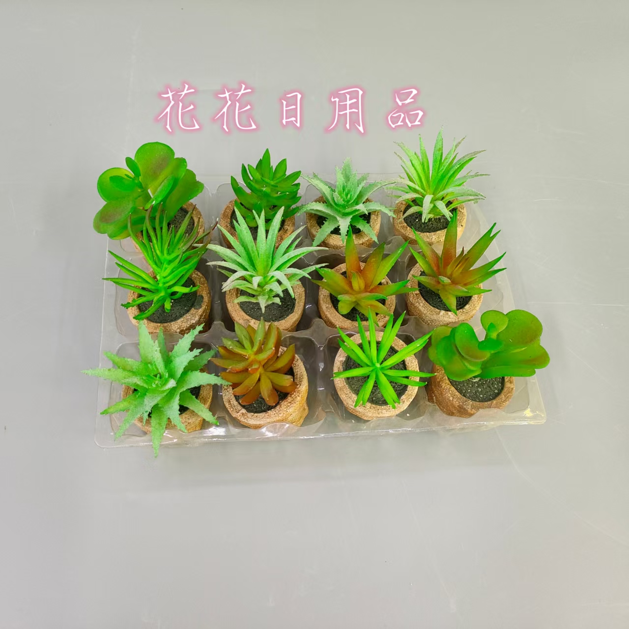 Artificial flowers, artificial flower bonsai, paper pulp POTS, and a variety of succulent decorations full figure