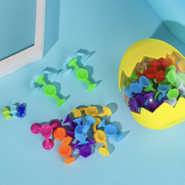 New children's fun soft rubber suction and pasting Fun intelligence development brain toy, freely combinable and spliced basketball style, 48 building blocks, environmentally friendly material, safe and non-toxic detail image 7
