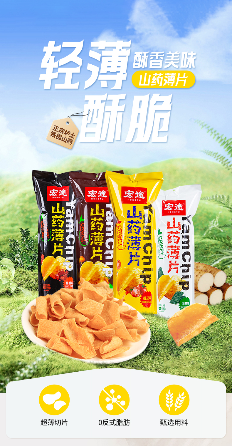 包邮！大迪帕斯塔休闲零食膨化食品追剧小吃脆片 宏途山药薄片90g详情2