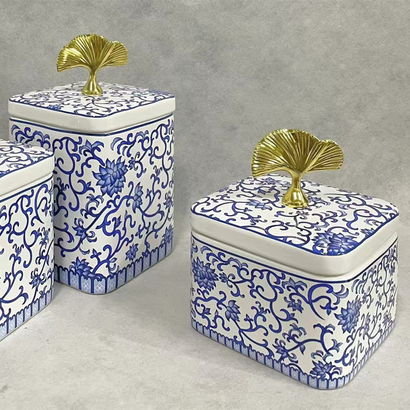 Ceramic sealed jars, food-grade storage jars, kitchen blue and white storage jars, decorative items pic 2