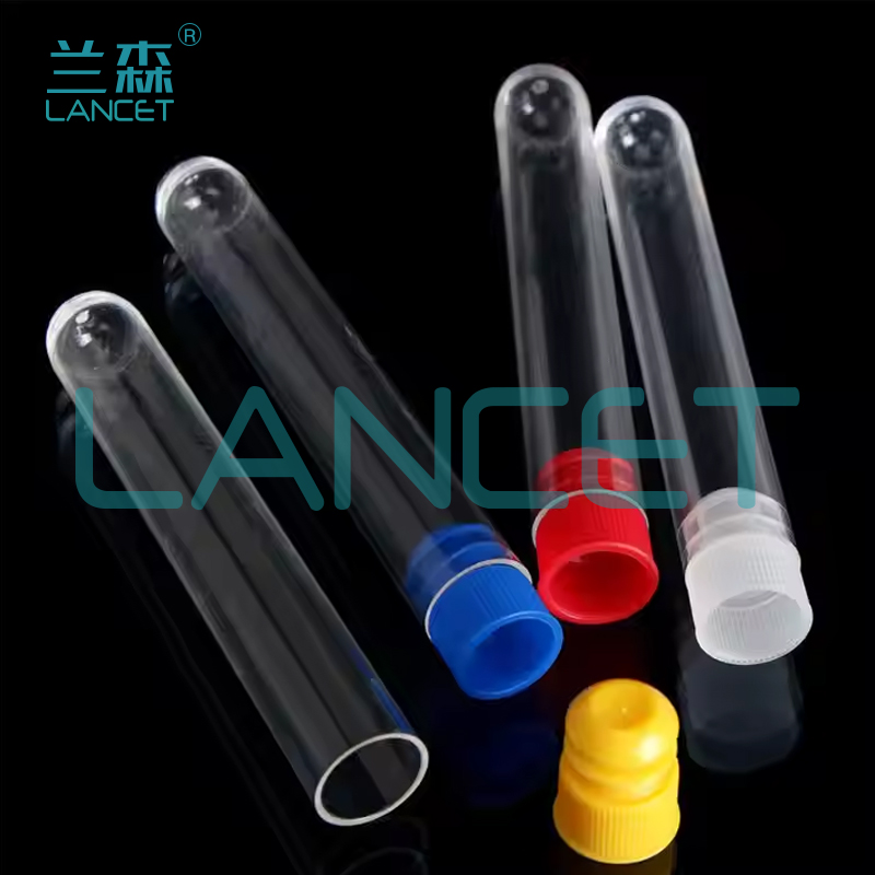 Disposable plastic test tubes, hard test tubes, PS test tubes with stoppers, 12*75, 12*100