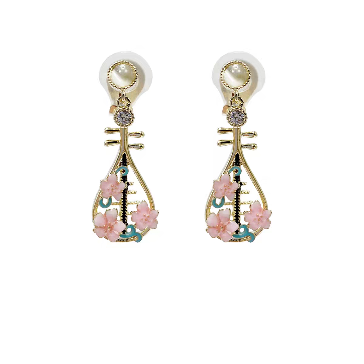 Estilo nacional rosa pipa luz pendientes de lujo