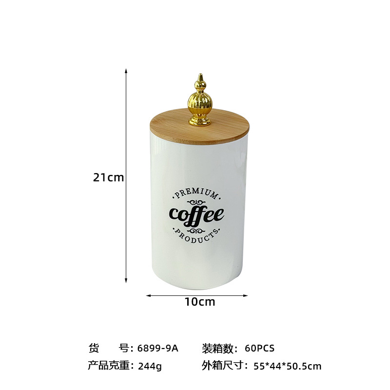 X10-6899-9APET bamboo lid plastic sealed tea can, moisture-proof European-style can for storing coffee beans, coffee can Item Picture