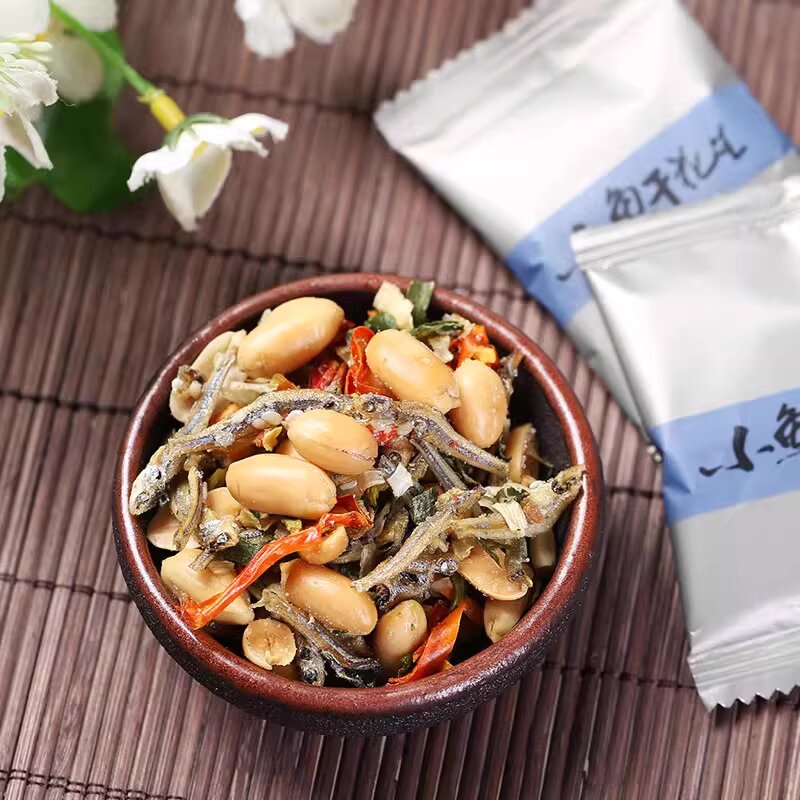 Free shipping! AQUARTE imported snack and accompaniment to alcohol, Taiwan imported Shengxiangzhen dried small fish and peanuts 80g Specification image
