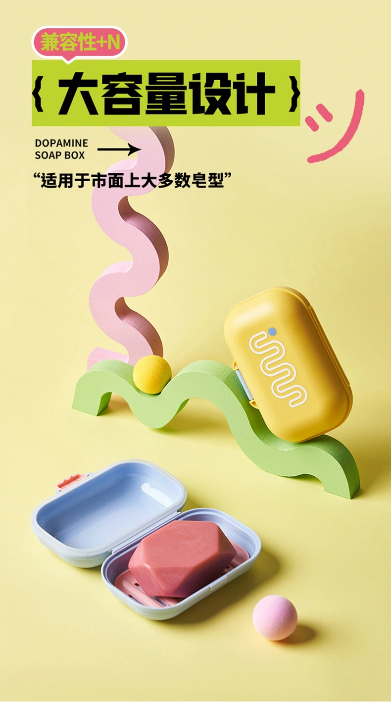 M80-8819 Creative flip-top soap box with a lid, portable and draining soap box for student dormitories detail image 15