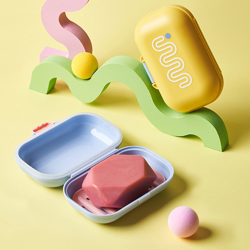 M80-8819 Creative flip-top soap box with a lid, portable and draining soap box for student dormitories Specification image