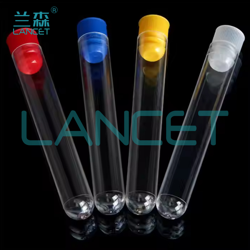Disposable plastic test tubes, hard test tubes, PS test tubes with stoppers, 12*75, 12*100 Specification image