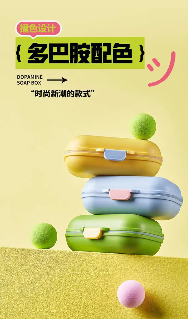 M80-8819 Creative flip-top soap box with a lid, portable and draining soap box for student dormitories detail image 9