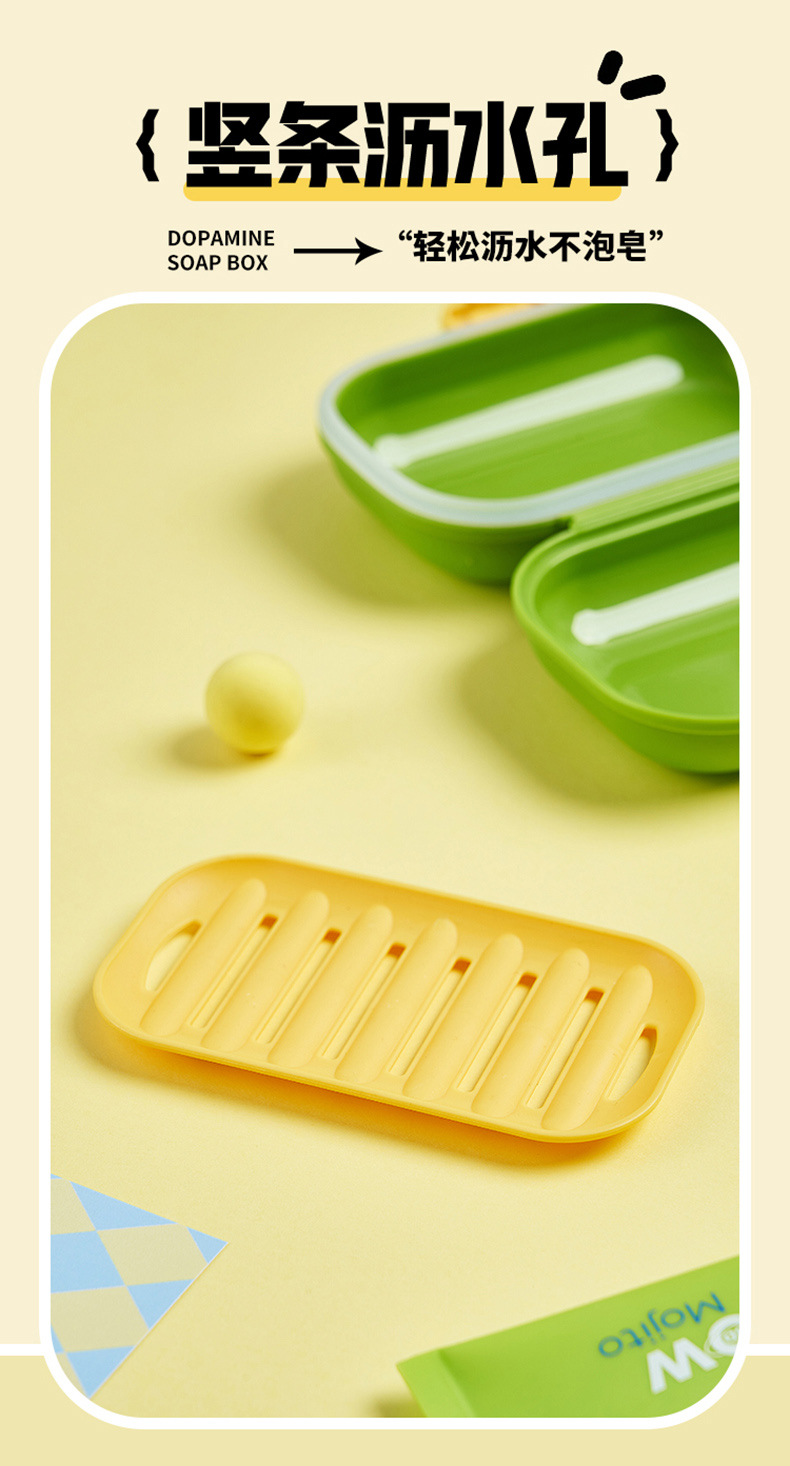 M80-8819 Creative flip-top soap box with a lid, portable and draining soap box for student dormitories detail image 10