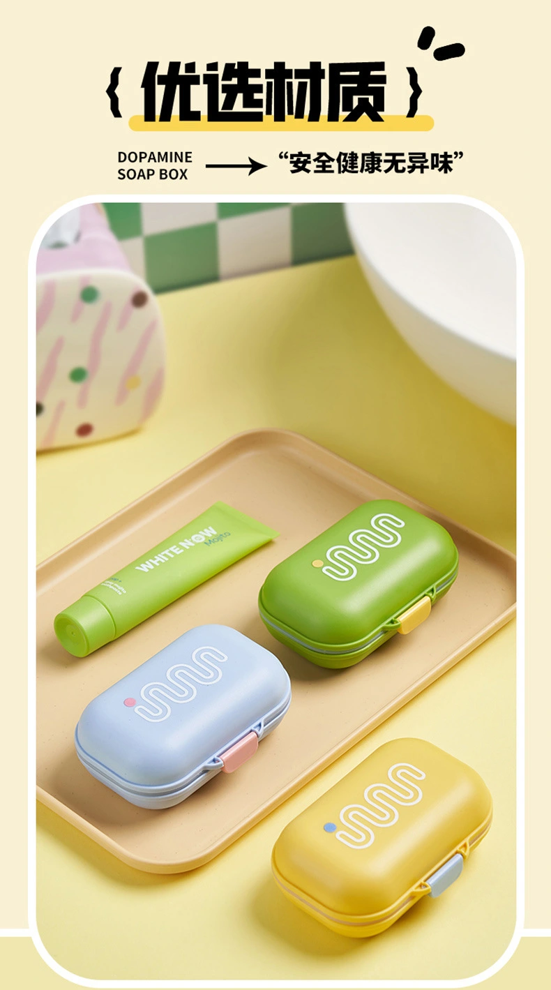 M80-8819 Creative flip-top soap box with a lid, portable and draining soap box for student dormitories detail image 12