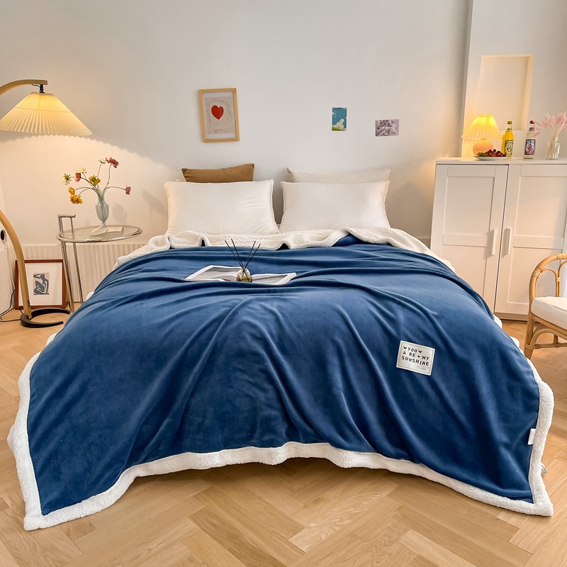 Blankets, blankets, cross-border blankets, best-selling lamb fleece blankets, thickened double-layer flannel blankets, coral fleece blankets pic 1