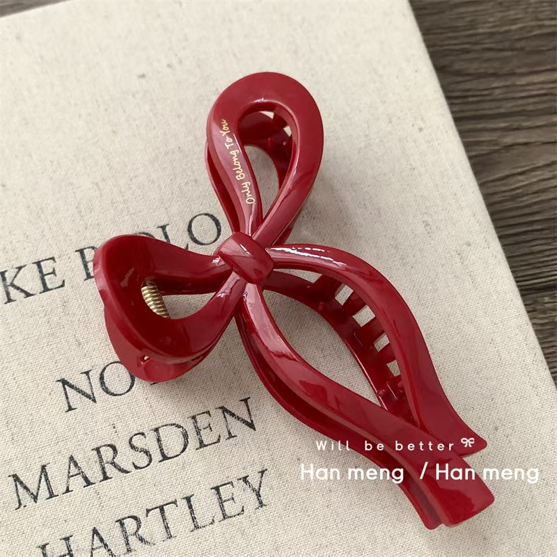 13CM红色系春节抓夹简约发饰