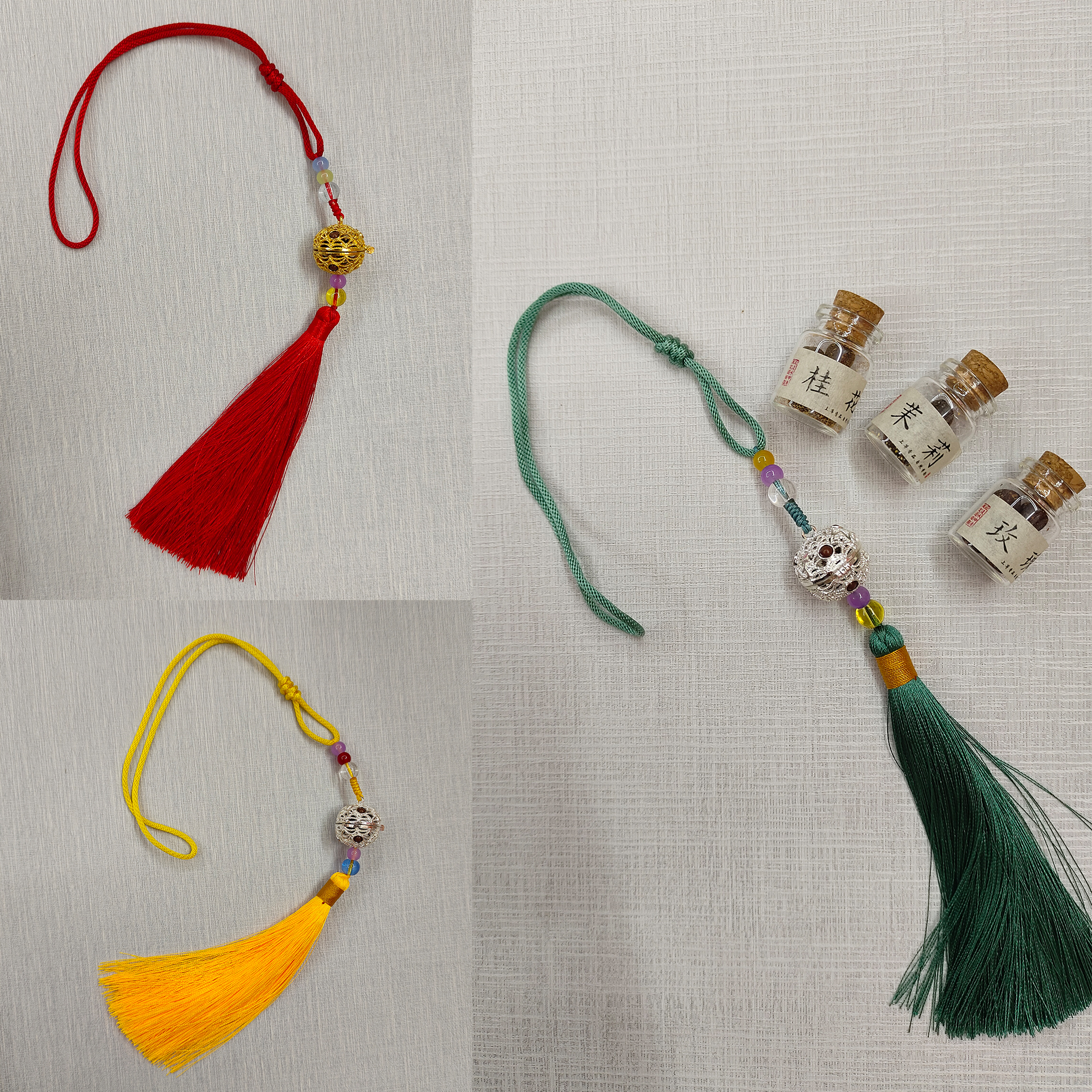 新款文创宫铃 古风香囊挂件 国风汉服压襟 流苏彩色挂件 彩色香囊 手机跨链挂件 汉服压襟详情4