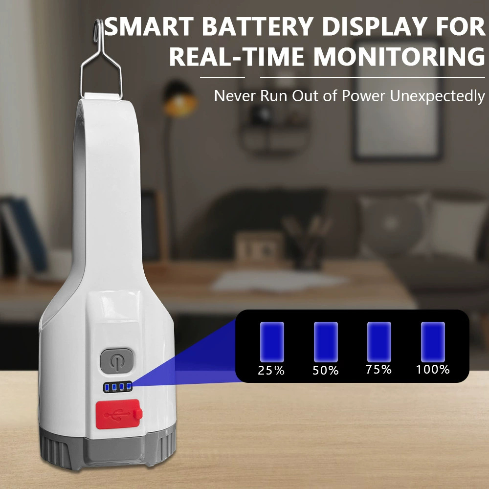 New cross-border multi-functional dual-source seven-color breathing lamp, high-power camping lamp, portable lamp, emergency charging lamp Specification image