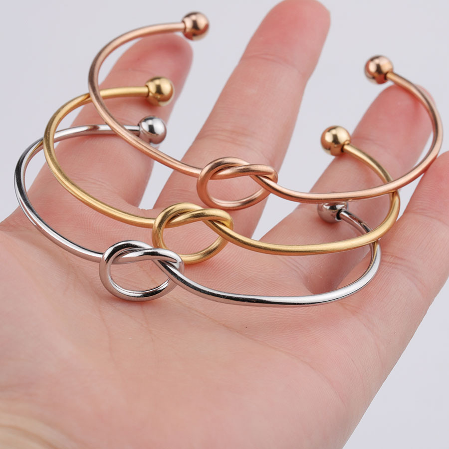 2mm thick stainless steel heart-shaped knot bracelet, heart-shaped open bracelet, bracelet knot bangle jewelry bracelet Specification image