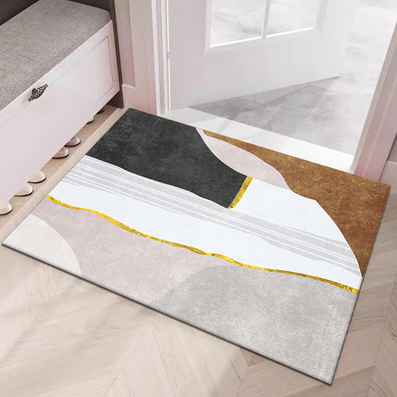 仿羊绒简约几何门垫地垫现货批发可定制地垫防滑垫