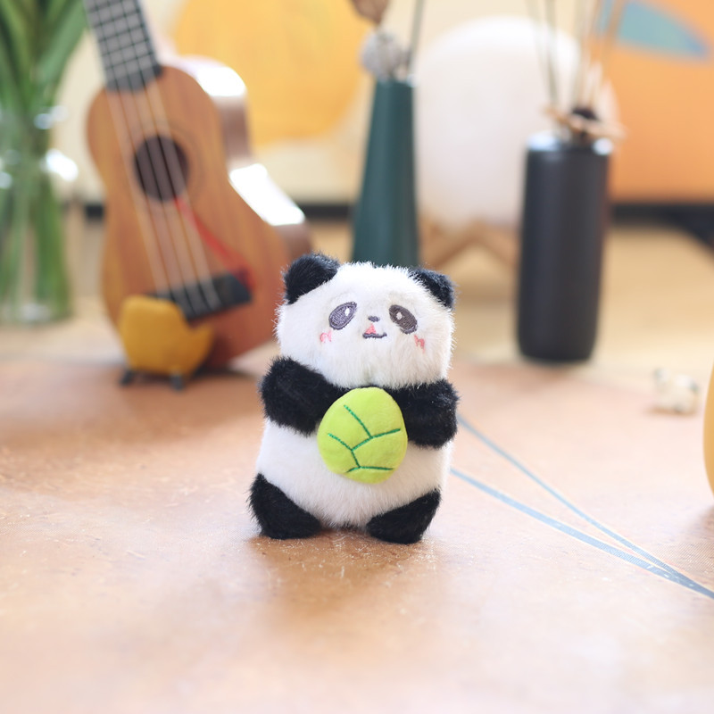 国潮网红可爱萌竹叶小熊猫挂件毛绒玩具公仔大熊猫包包挂饰钥匙扣娃娃玩偶