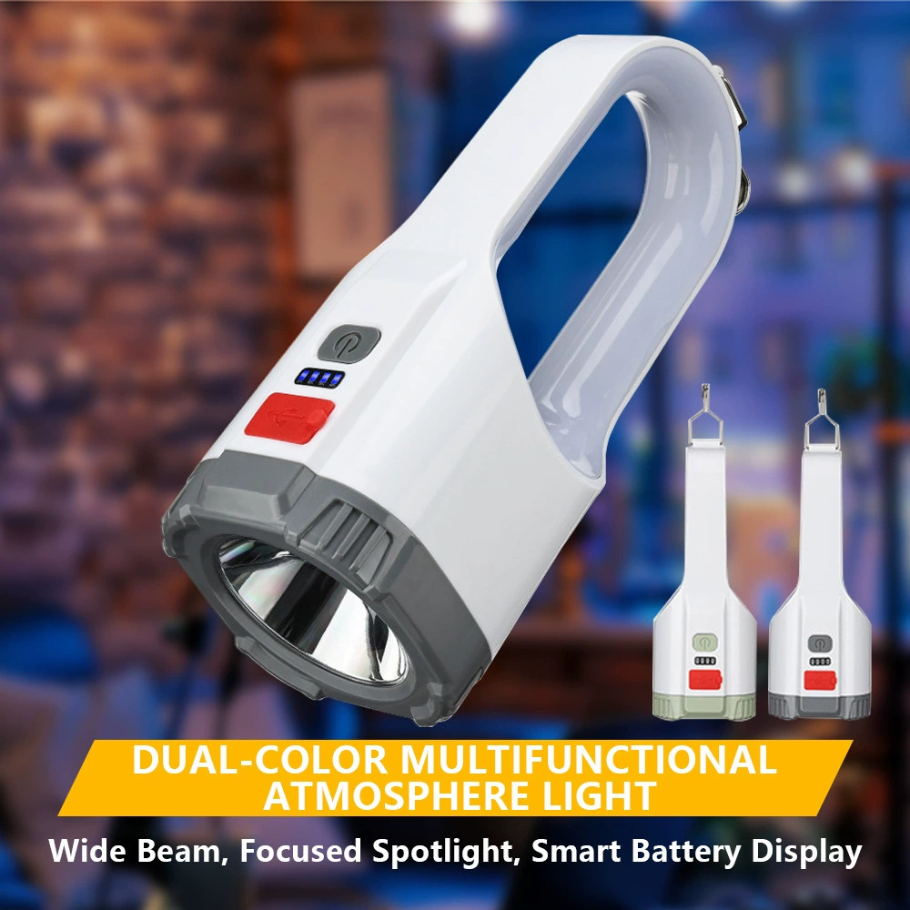 New cross-border multi-functional dual-source seven-color breathing lamp, high-power camping lamp, portable lamp, emergency charging lamp