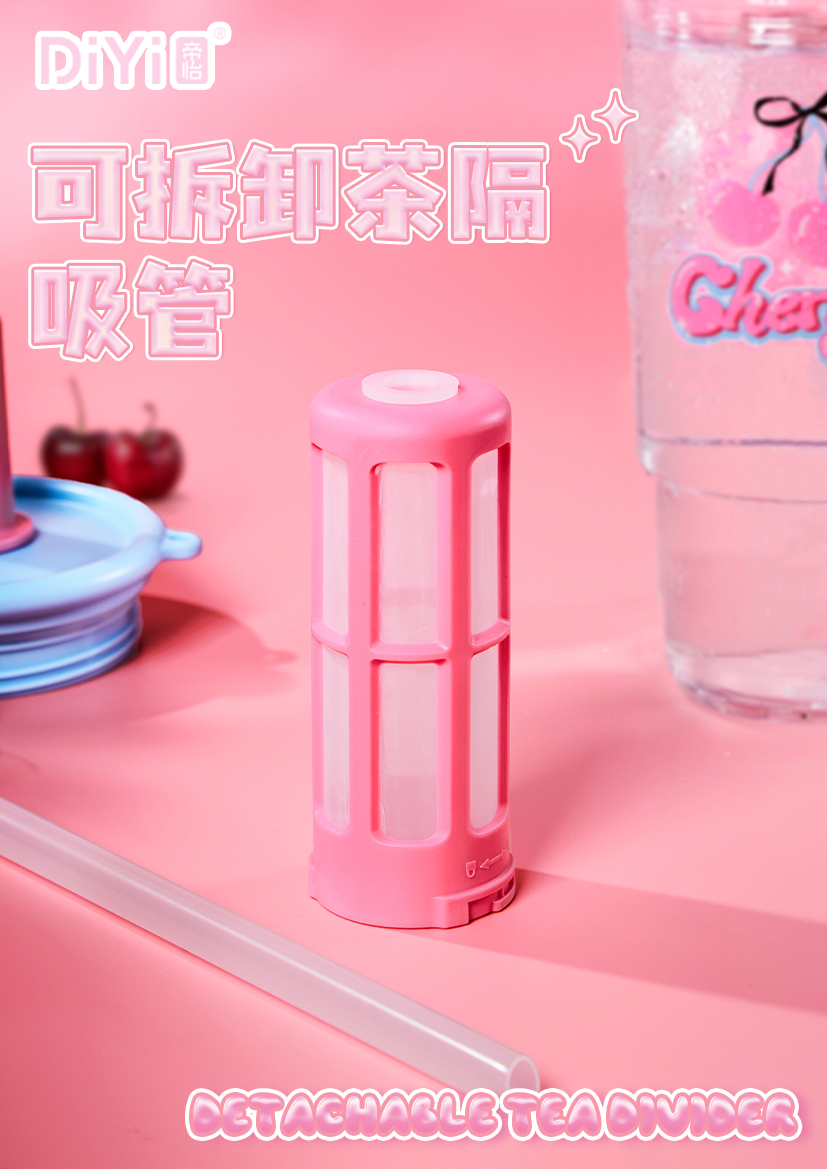 DY-SL2135 Diyi Crystal Jelly Theme Series - Ice King Handle Plastic Water Cup QQ bouncy, full of fruit flavor. The straw spout is paired with a dust-proof straw cap. 🍒 🍒 Item Picture