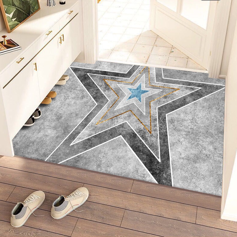 仿羊绒简约门垫几何地垫现货批发可定制地垫