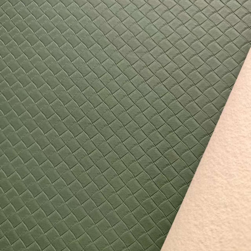 厂家直销2025新款皮革现货环保拉毛底编织纹皮革PVC箱包皮革材料详情10