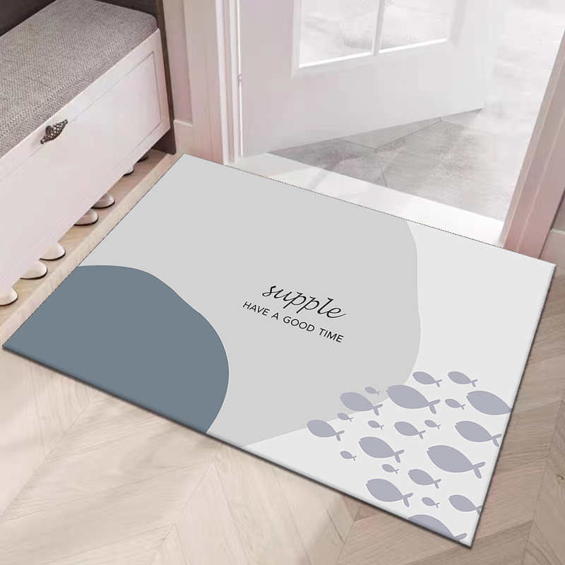 仿羊绒几何简约大理石门垫地垫现货批发可定制地垫