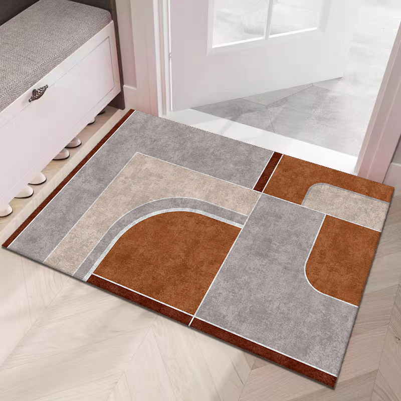 仿羊绒简约几何门垫地垫现货批发可定制地垫