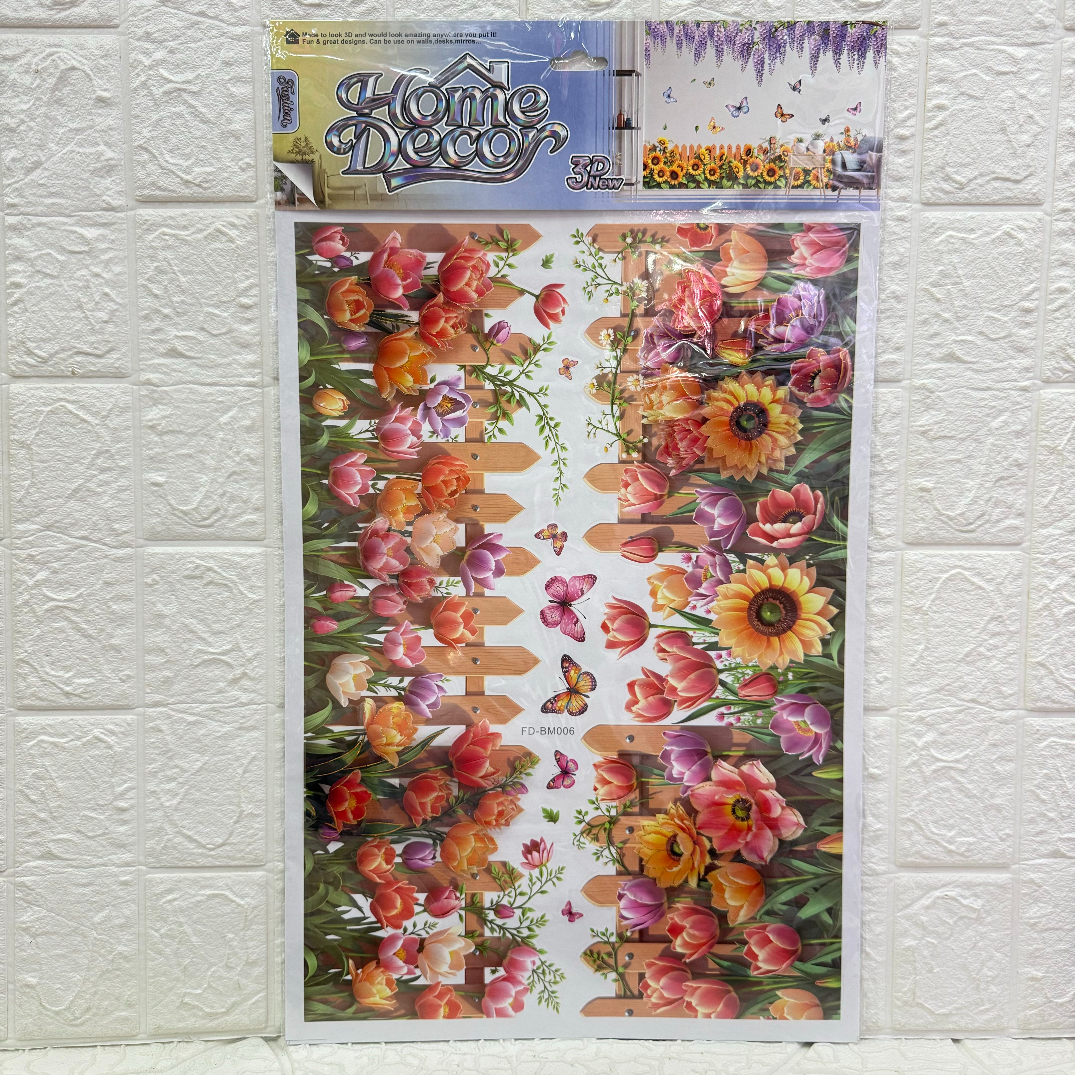 Flower vine fence wall stickers series, three-dimensional handcrafted layer upon layer paintings, living room decoration, flower vine fence butterfly wall stickers details Picture
