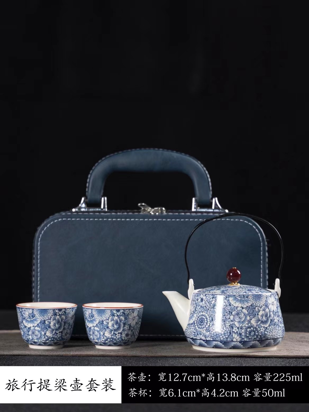 旅行茶具/茶具/陶瓷快客杯/快客杯/粉色茶具白底实物图