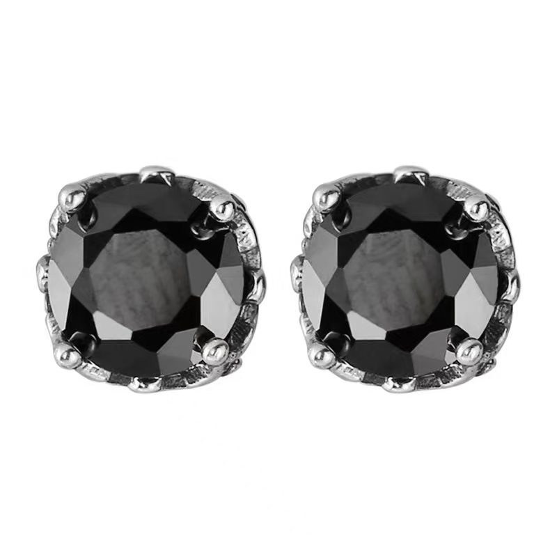Vintage premium sense 925 agujas de plata con circonitas negras pendientes