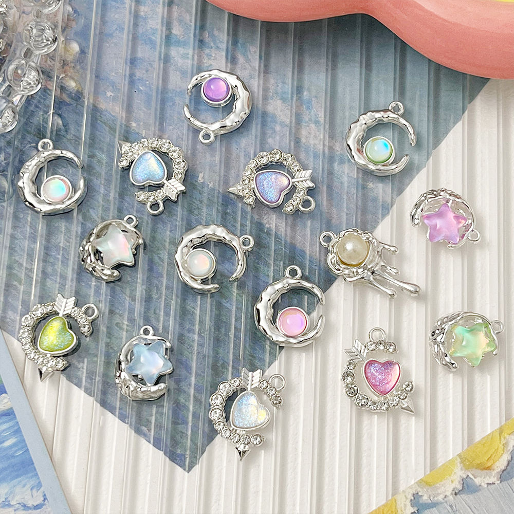 韩版ins风合金小众半绕星星爱心系列挂件吊坠DIY手工饰品材料配件