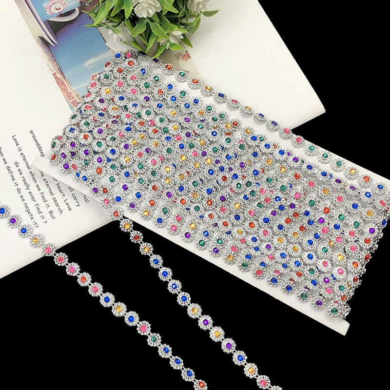 Classic ethnic gemstone lace, gold and silver acrylic lace, diy ethnic dance costume accessories, beaded accessories Specification image