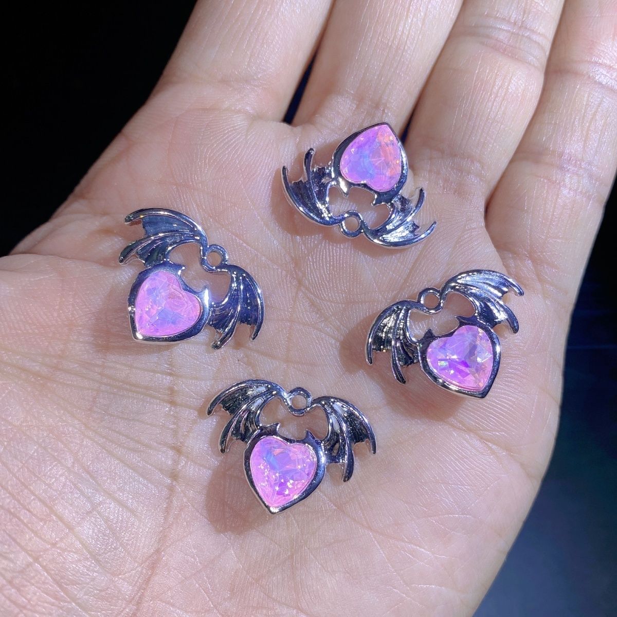 水晶爱心天使翅膀保色手链项链吊坠配件耳环饰品手工diy材料配饰