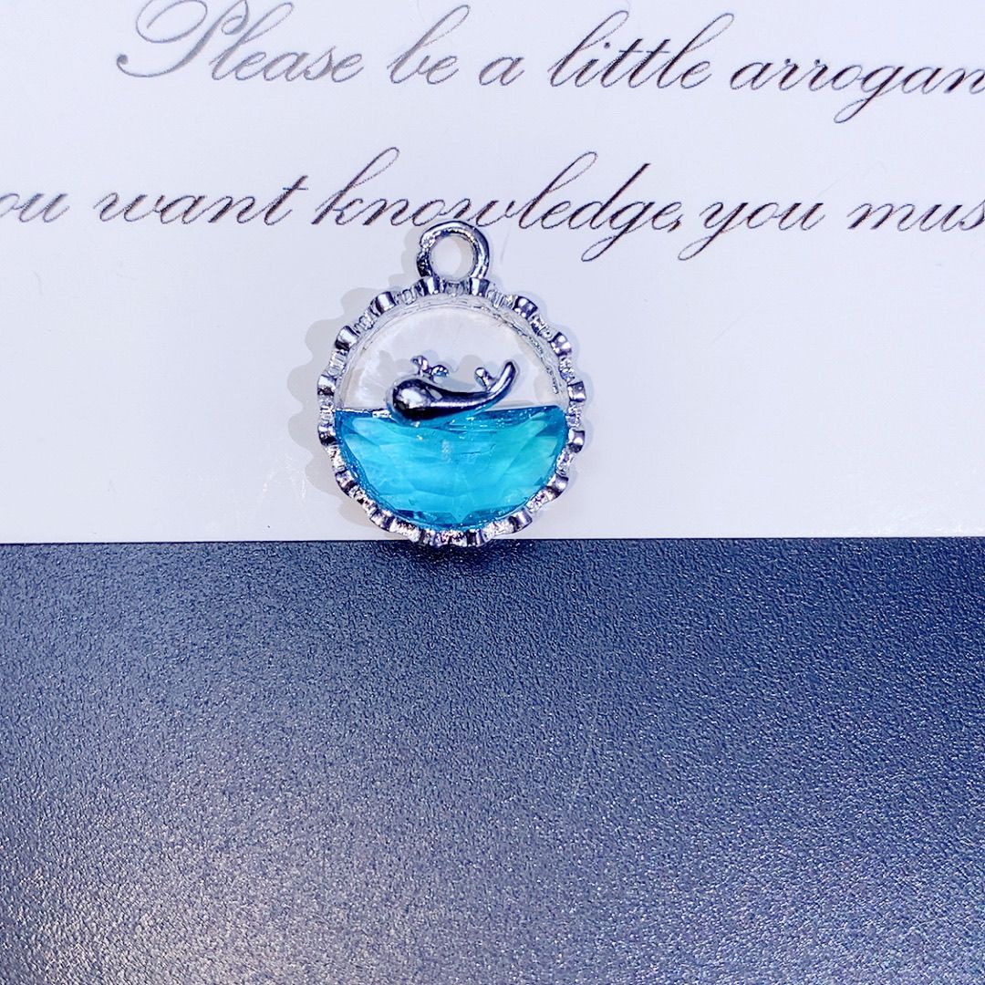 新款小众海洋小鲸鱼保色手链项链耳环饰品配件手工diy材料配饰女详情图2